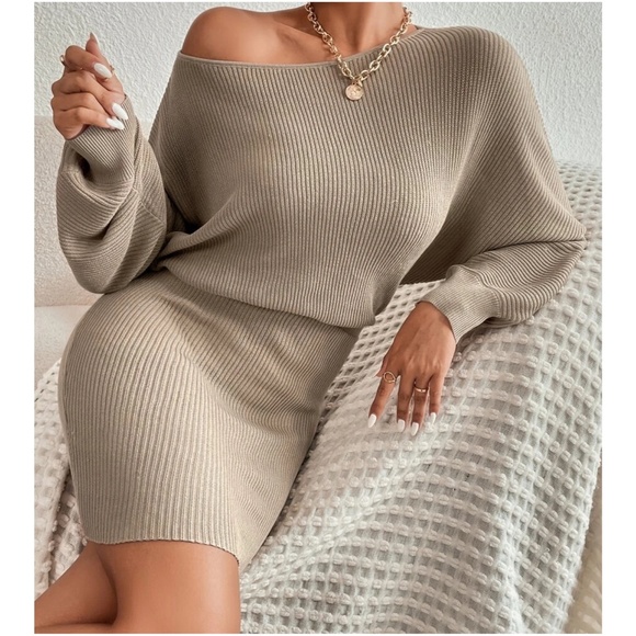 Cozy Ribbed Minimalist Sweater Dress - Picture 2 of 5